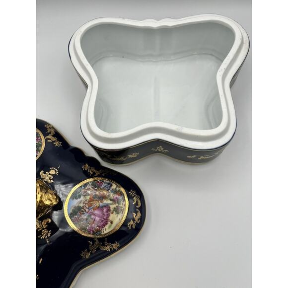 Sevres France Porcelain Hand Painted Vintage Lidded Art Bowl Gold Trim Bird Top - Picture 11 of 16